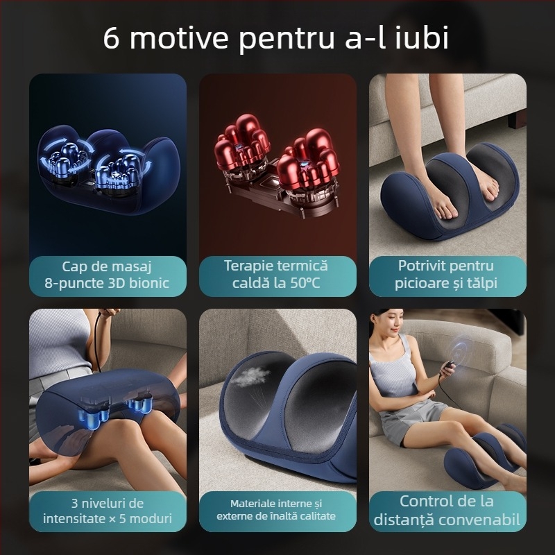 Masaj pentru gambe acasă, masaj cu frământare complet automat pentru talpă, dispozitiv de înfrumusețare a picioarelor, masaj al mușchilor