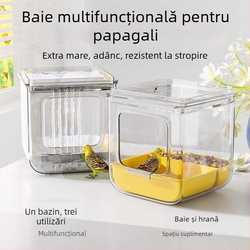 Vas de baie pentru papagal cu design anti-strop, brand Shouai, model 1007365976, pentru păsări