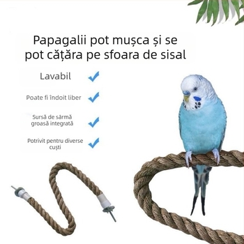 Jucărie de cățărare pentru păsări din sfoară de iută, cu ventuză, pentru păsări adulte, accesoriu pentru cușcă