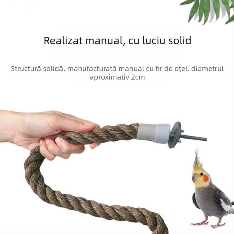 Jucărie de cățărare pentru păsări din sfoară de iută, cu ventuză, pentru păsări adulte, accesoriu pentru cușcă