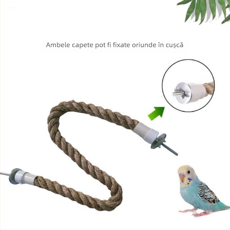 Jucărie de cățărare pentru păsări din sfoară de iută, cu ventuză, pentru păsări adulte, accesoriu pentru cușcă