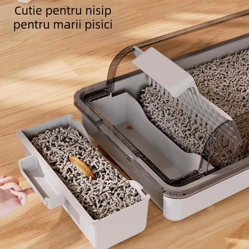 Cutie de nisip pentru pisici – anti-stropire, design semi-închis, material PVC, cod produs F99T96TJ66MS57
