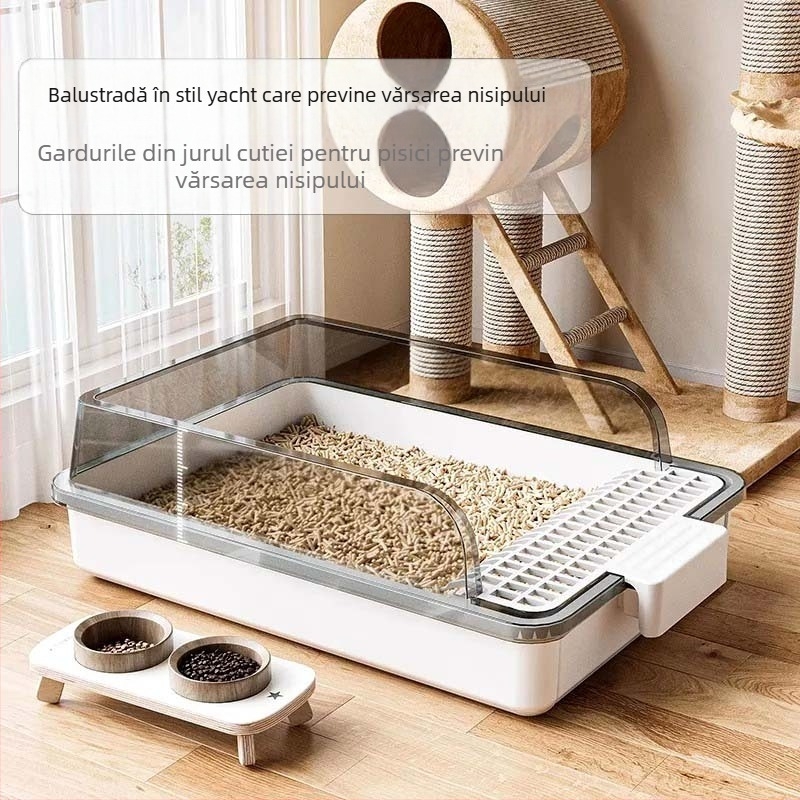 Cutie de nisip pentru pisici – anti-stropire, design semi-închis, material PVC, cod produs F99T96TJ66MS57