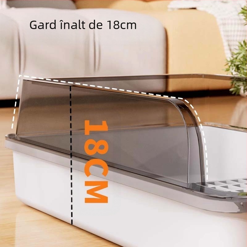 Cutie de nisip pentru pisici – anti-stropire, design semi-închis, material PVC, cod produs F99T96TJ66MS57