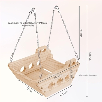 Raft de perete din lemn cu balansoar pentru rozătoare: casă pentru hamster, accesorii pentru cușcă și jucării din lemn