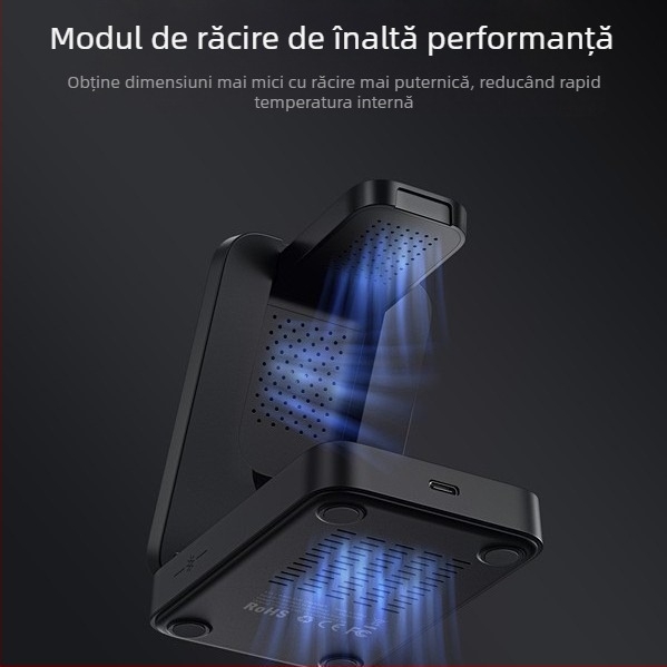 Încărcător wireless 3-în-1 pentru telefoane, căști și ceas — 23W maxim, PD, încărcare magnetică, pliabil, 3A ieșire
