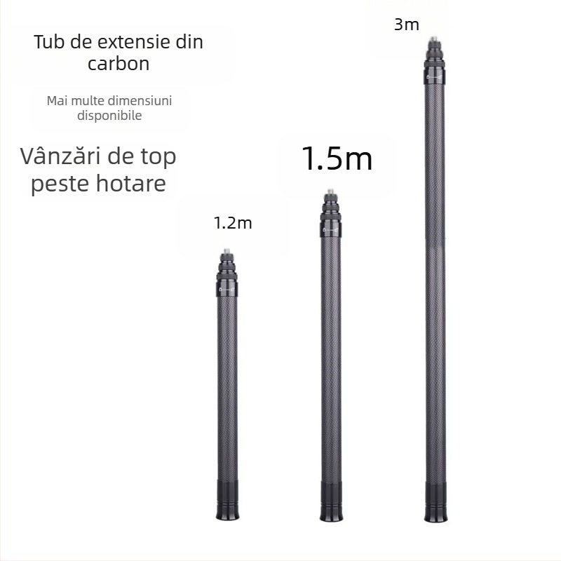 Baston selfie extensibil din fibră de carbon pentru Insta360 X4/X5, compatibil cu DJI Action4/5Pro și GoPro 11/10, Ruby HB-300T