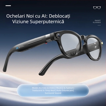 Ochelari inteligenți cu cameră de 8 MP, stocare internă 4 GB, traducere AI în timp real, purtare pe cap, compatibil Android și iOS