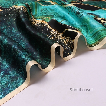 Șal pătrat din mătase, 100% mătase, țesătură simplă, accesoriu de vară