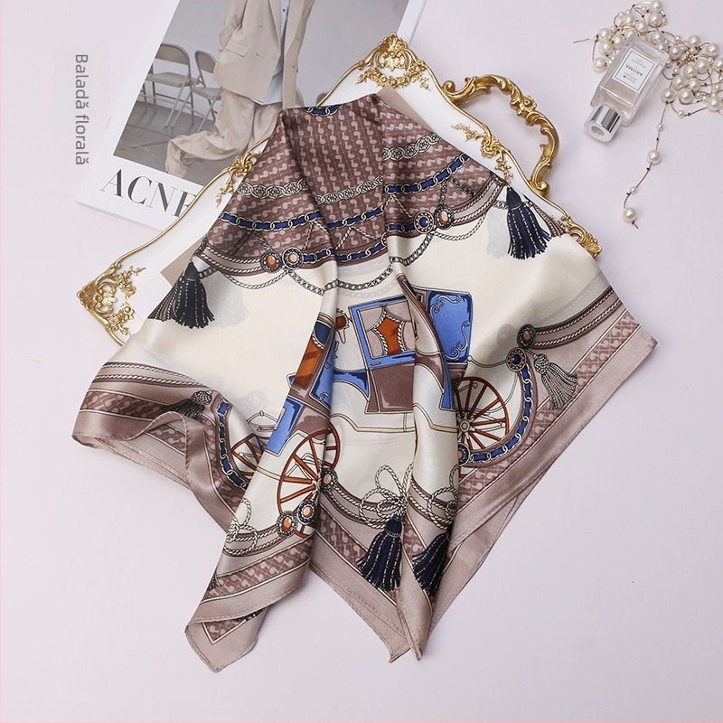 Șal pătrat din mătase, 100% mătase, țesătură simplă, accesoriu de vară