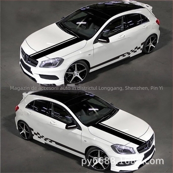 Autocolant pentru caroserie X-240 cu model tartan, set de 5 bucăți, aderență puternică