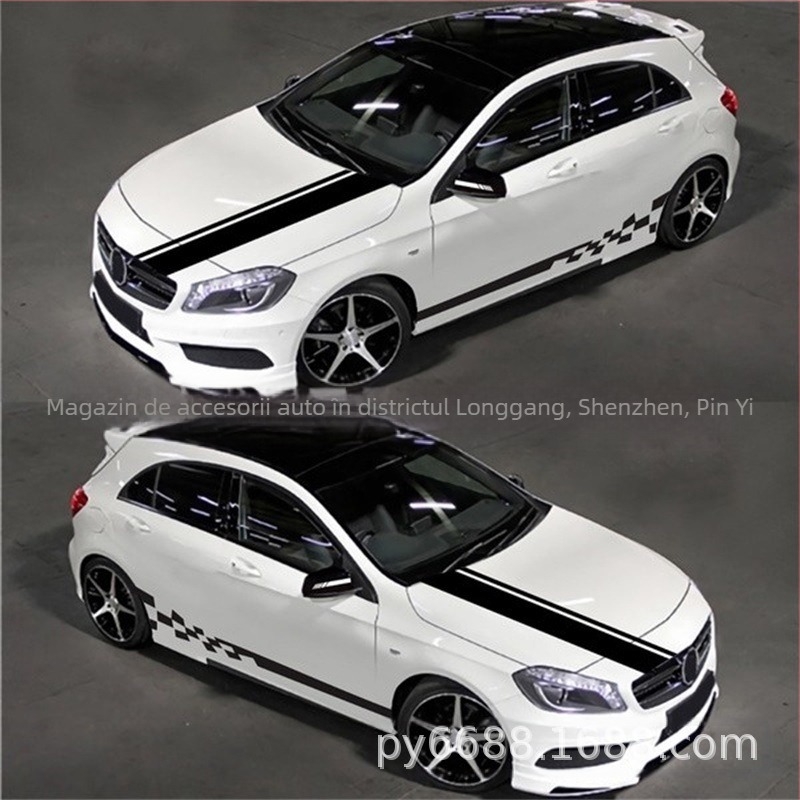 Autocolant pentru caroserie X-240 cu model tartan, set de 5 bucăți, aderență puternică