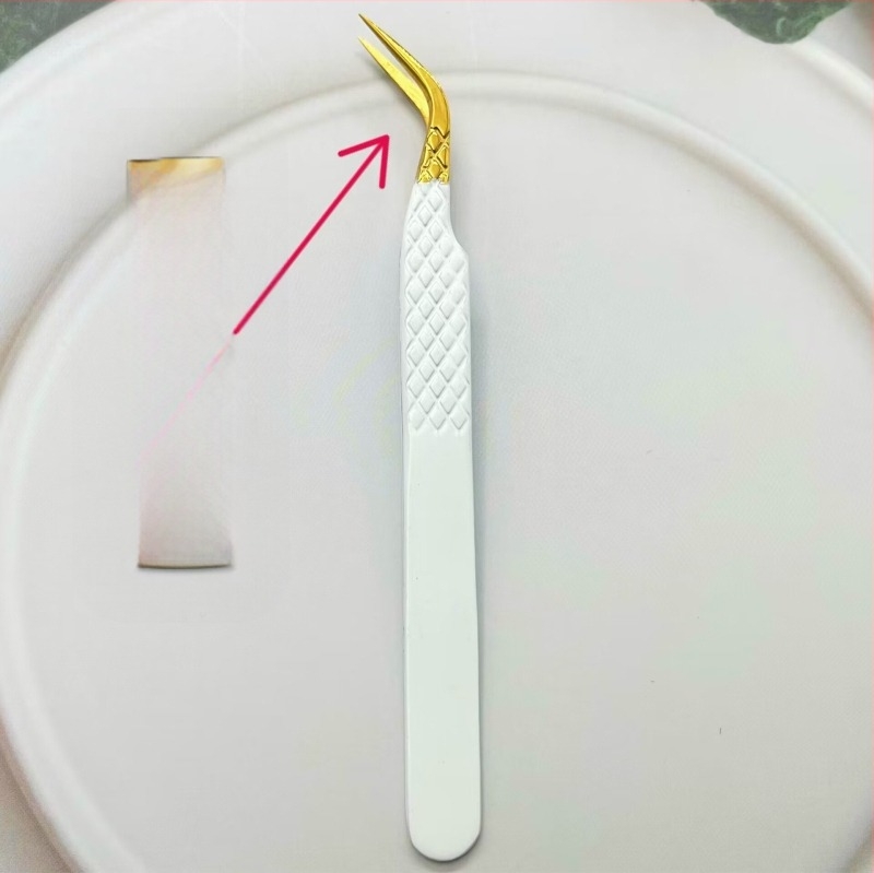 Pensetă pentru gene – vârf ascuțit, antistatice, din oțel inoxidabil