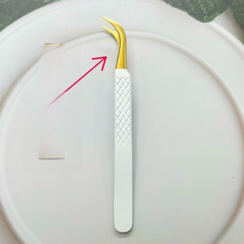 Pensetă pentru gene – vârf ascuțit, antistatice, din oțel inoxidabil