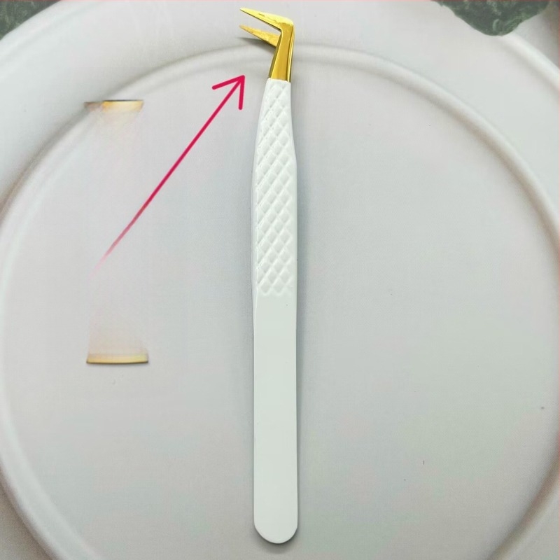 Pensetă pentru gene – vârf ascuțit, antistatice, din oțel inoxidabil