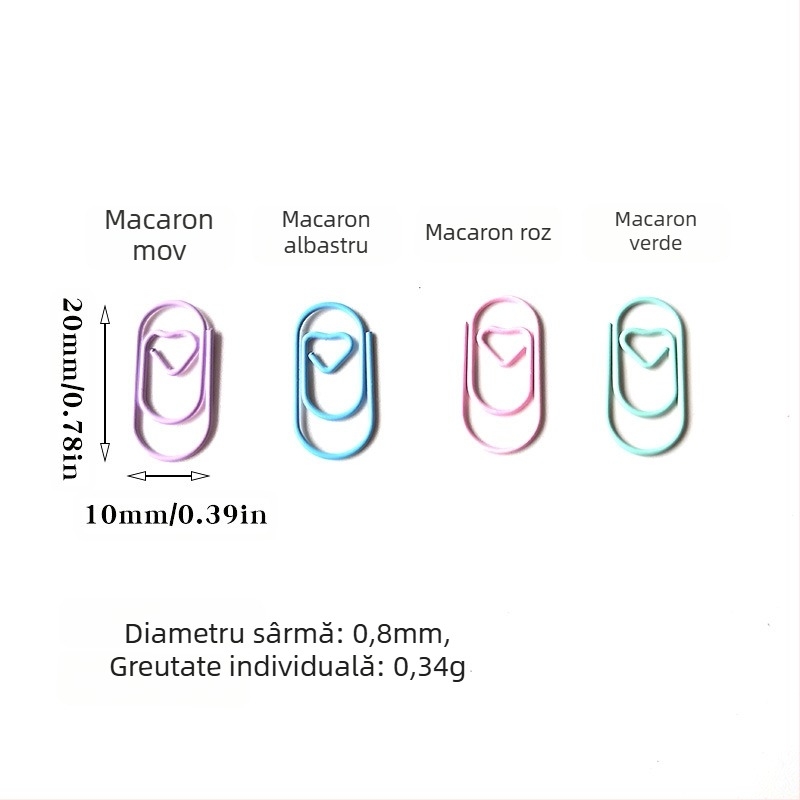 Clipuri metalice mici în formă de inimă, în cutie, model Mini Love Paper Clip