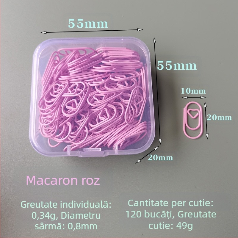 Clipuri metalice mici în formă de inimă, în cutie, model Mini Love Paper Clip