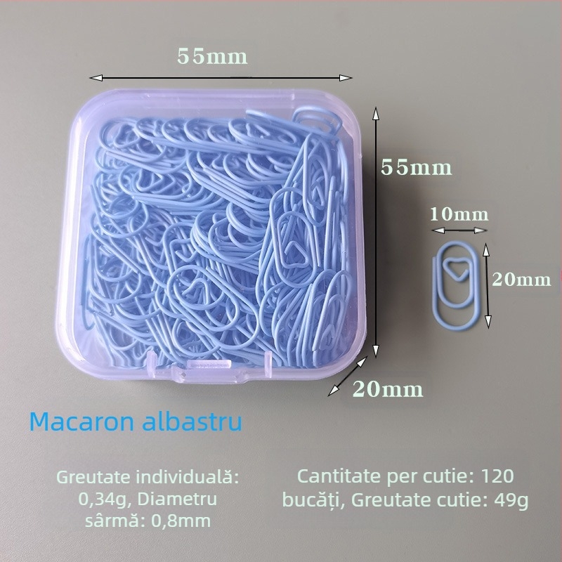 Clipuri metalice mici în formă de inimă, în cutie, model Mini Love Paper Clip