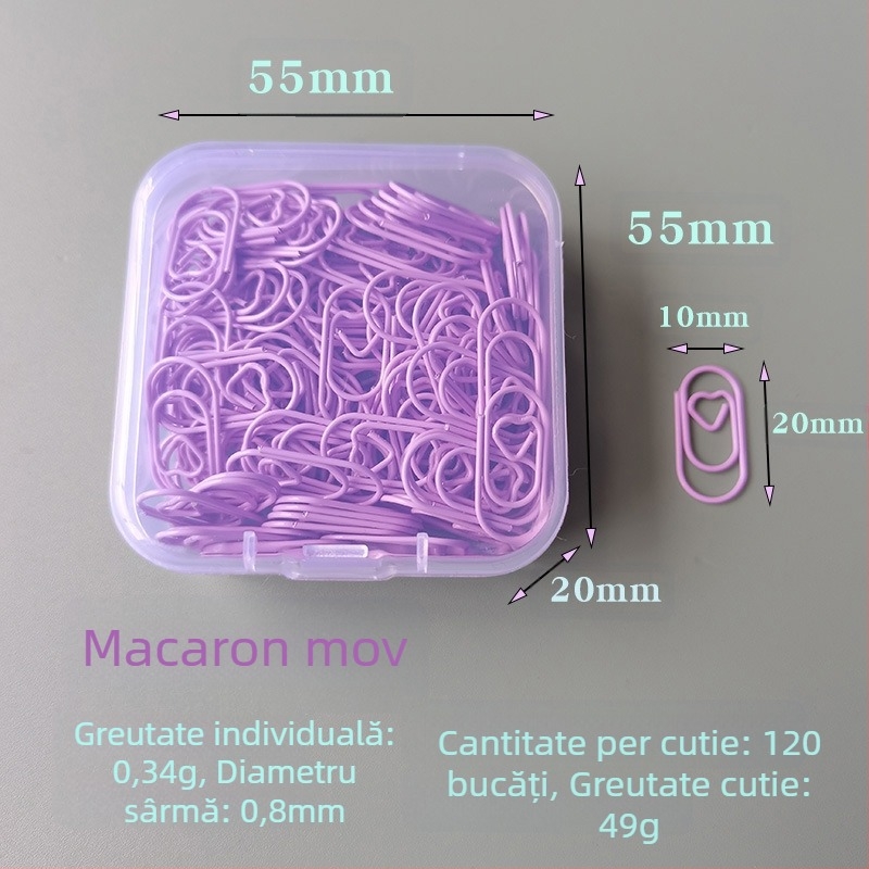 Clipuri metalice mici în formă de inimă, în cutie, model Mini Love Paper Clip