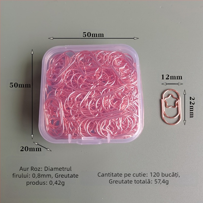 Clipuri metalice mici în formă de inimă, în cutie, model Mini Love Paper Clip