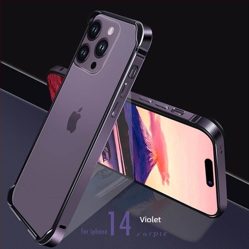 Husă de telefon cu ramă metalică ultra-subțire pentru iPhone 14 și seria iPhone 13 – protecție anti-cădere, ramă din aliaj de aluminiu, finisaj oxidat, suport pentru personalizare