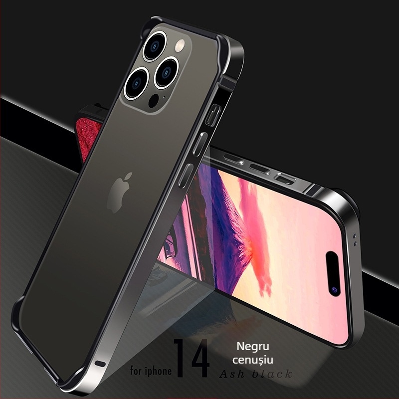 Husă de telefon cu ramă metalică ultra-subțire pentru iPhone 14 și seria iPhone 13 – protecție anti-cădere, ramă din aliaj de aluminiu, finisaj oxidat, suport pentru personalizare