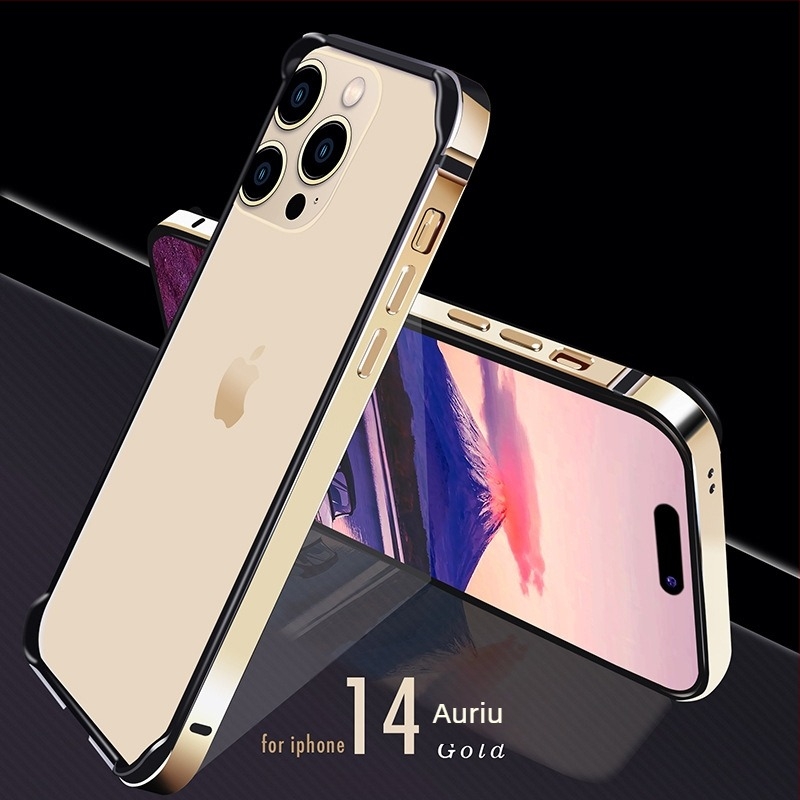 Husă de telefon cu ramă metalică ultra-subțire pentru iPhone 14 și seria iPhone 13 – protecție anti-cădere, ramă din aliaj de aluminiu, finisaj oxidat, suport pentru personalizare