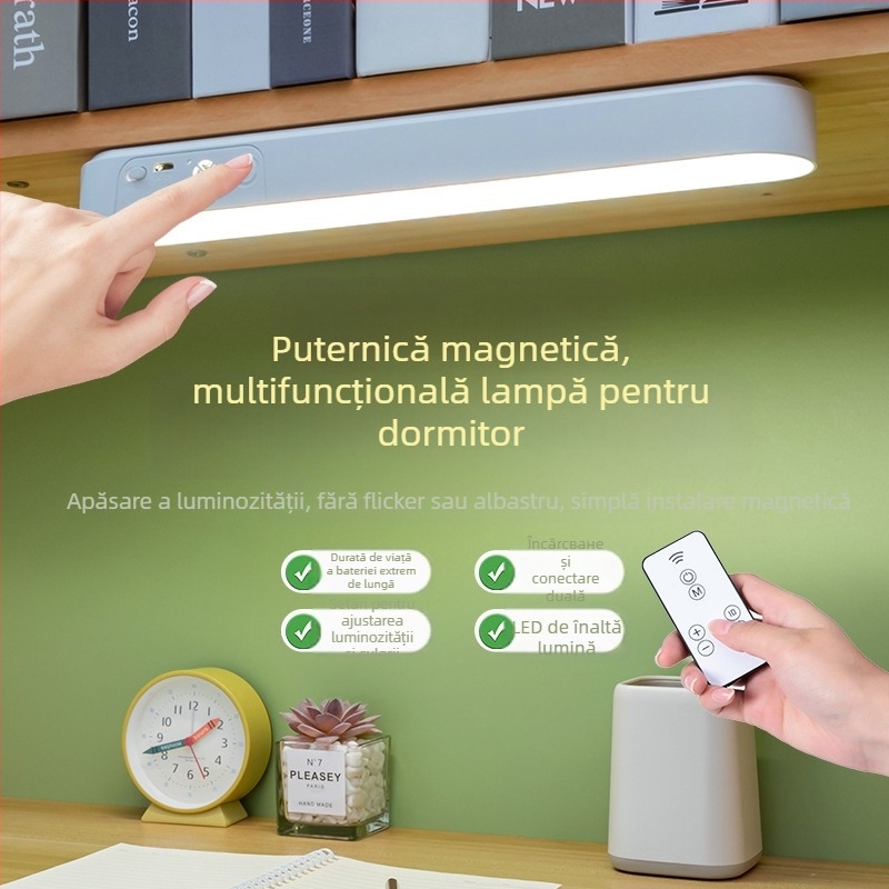 Lampă de studiu pentru birou cu protecție a ochilor, telecomandă, temperaturi de culoare variabile, baterie încorporată, lampă de învățare