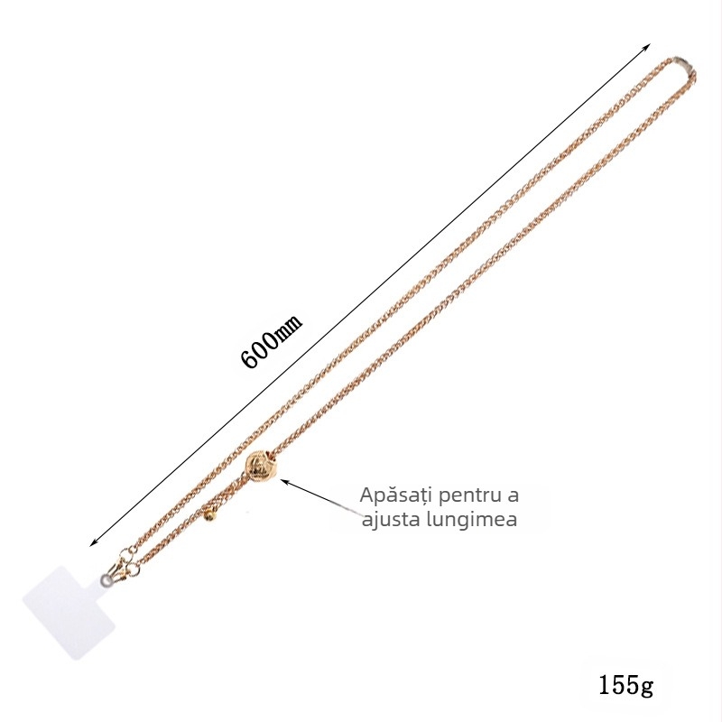 Lanard pentru telefon cu cataramă metalică, execuție manuală, șnur PU, stil feminin