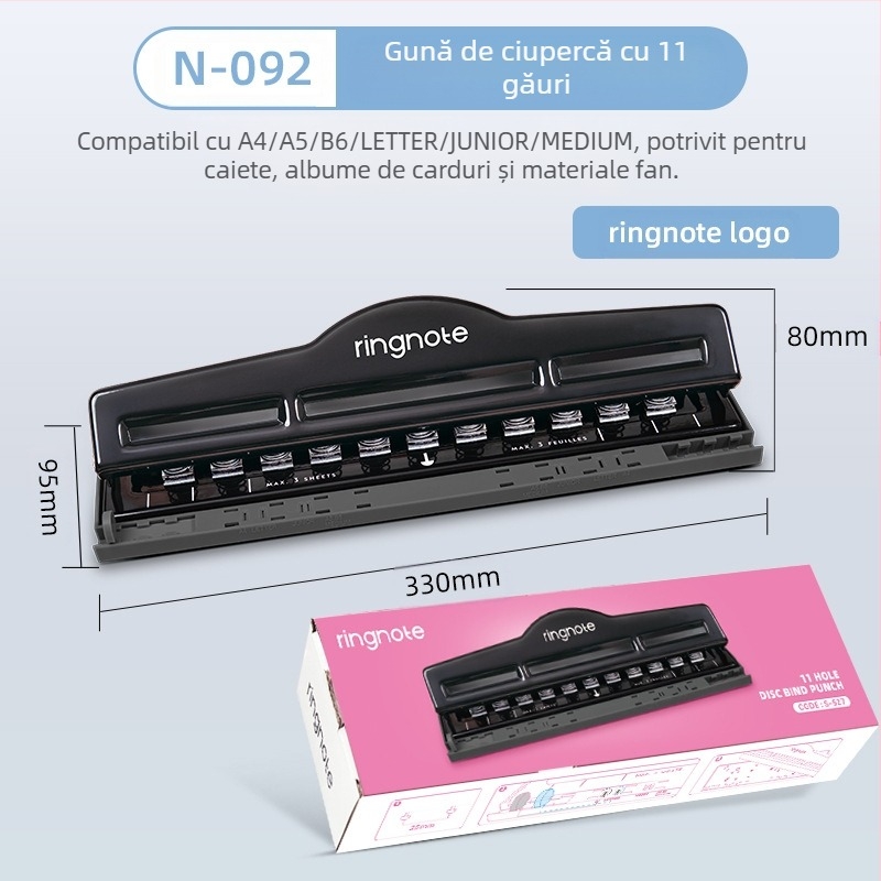 Perforator cu 4 găuri — utilizare manuală, 1–5 coli, greutate 0,45 kg