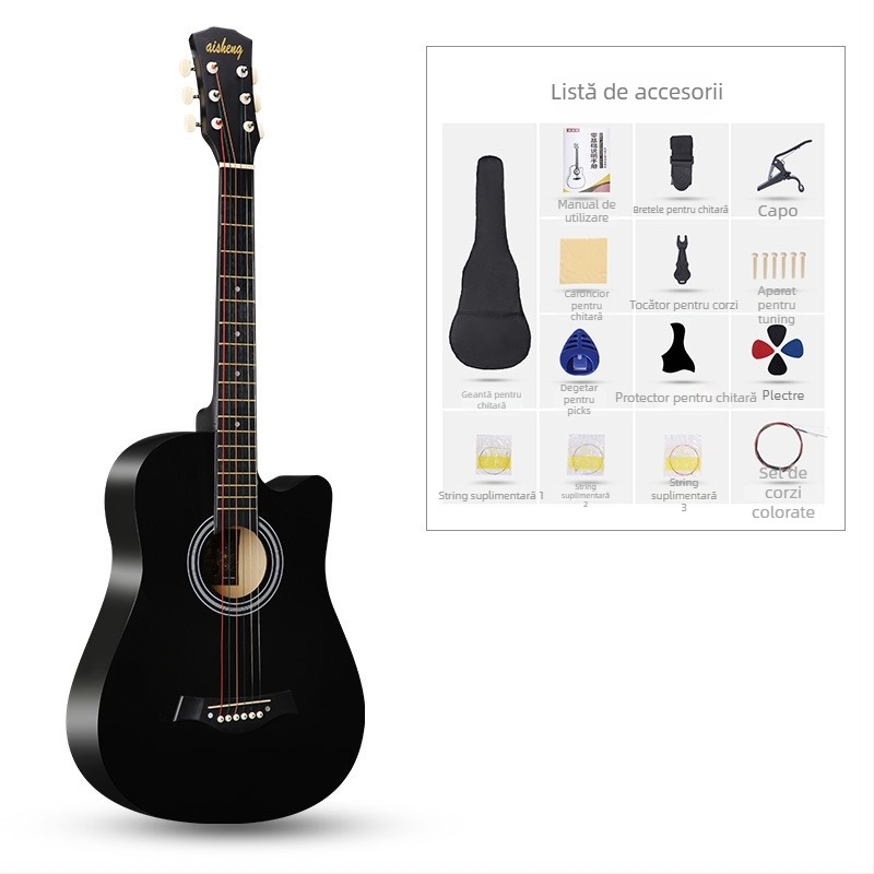 Chitară folk Ai Sheng, corp Basswood, fingerboard ABS, model 38-41