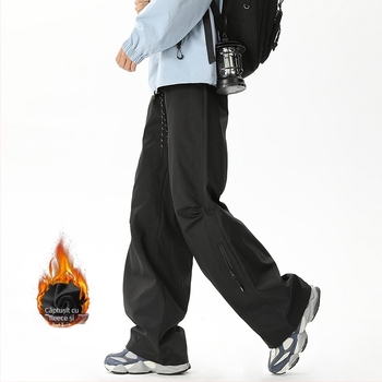 Pantaloni de drumeție impermeabili, unisex, croială dreaptă, talie medie, căptușeală Velur, micro-elasticitate