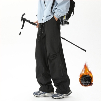 Pantaloni de drumeție impermeabili, unisex, croială dreaptă, talie medie, căptușeală Velur, micro-elasticitate