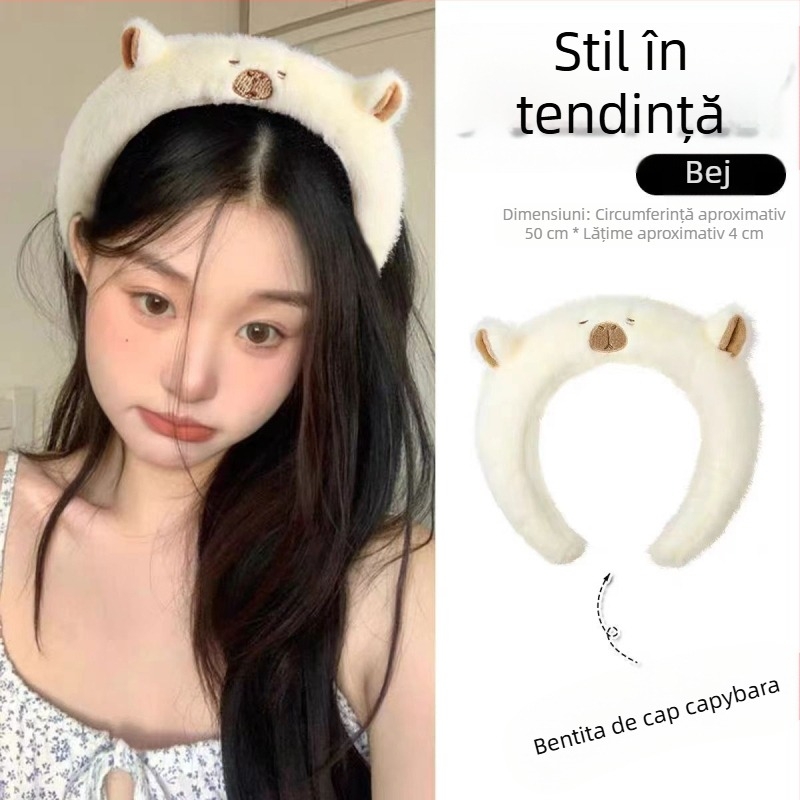 Bandă pentru cap cu capybara din pluș, stil desen animat, făcută manual, brand Shengluo, origine Yiwu, unisex