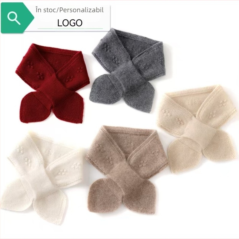 Șal de gât din cașmir – 100% cașmir, tricot simplu, cald, iarnă, marca Fibeirou
