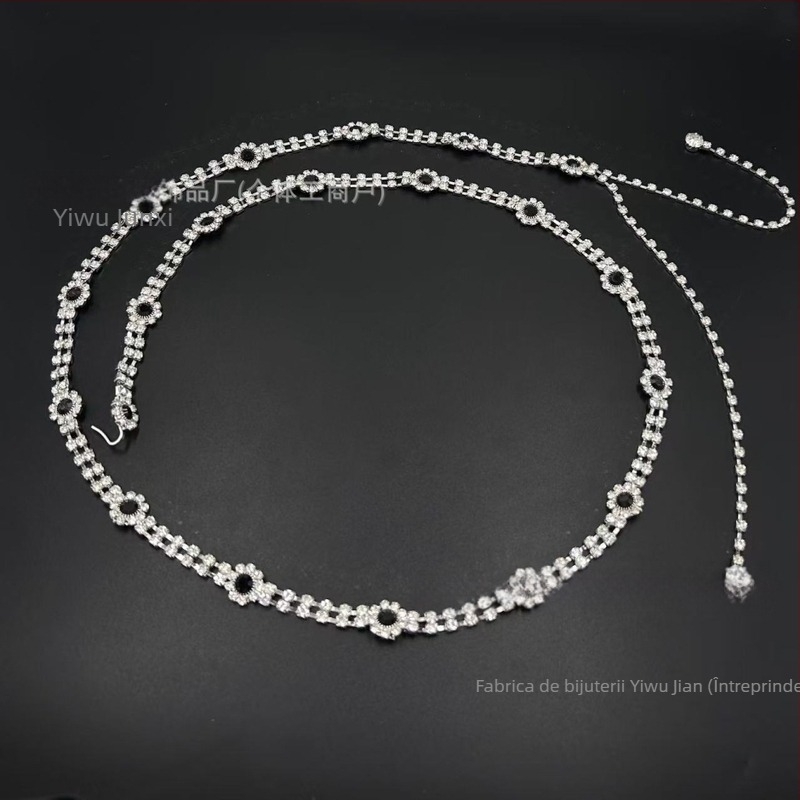 Lanț de talie din metal pentru femei, stil versatil, curea cu un cerc unic