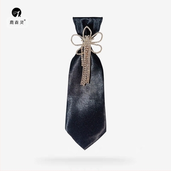 Floare de guler cu cristale și ciucuri pentru femei, finisaj satin, fibră poliester, model floral, stil modern