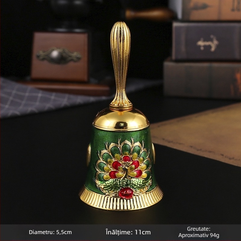 Clopot de mână din aliaj – clopot metalic vintage pentru clasă, servire mese și învățare timpurie; ambalare carton.