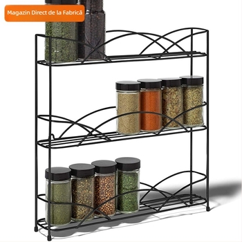 Raft de depozitare pentru condimente, bucătărie, cu mai multe niveluri, pe blat, mobil, din sârmă de fier