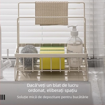 Raft pentru bureți și cârpe de bucătărie, portabil, oțel carbon, model L13-, suport podea.