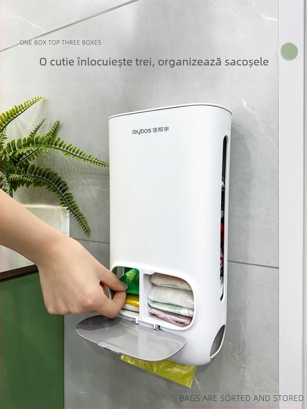 Cutie de depozitare pentru pungi de gunoi, construcție metalică, capacitate 18L, stil japonez, imprimare siglei disponibilă