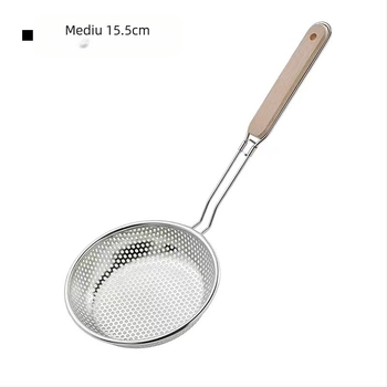 Grilă din oțel inoxidabil cu mâner din lemn – anti-alunecare, anti-arzire, strecurător pentru găluște și tăiței