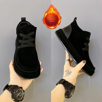 Papuci de iarnă pentru bărbați: calzi, rezistenți la uzură, partea superioară din plasă, talpă din plastic, grosime medie, încălțăminte casual de casă