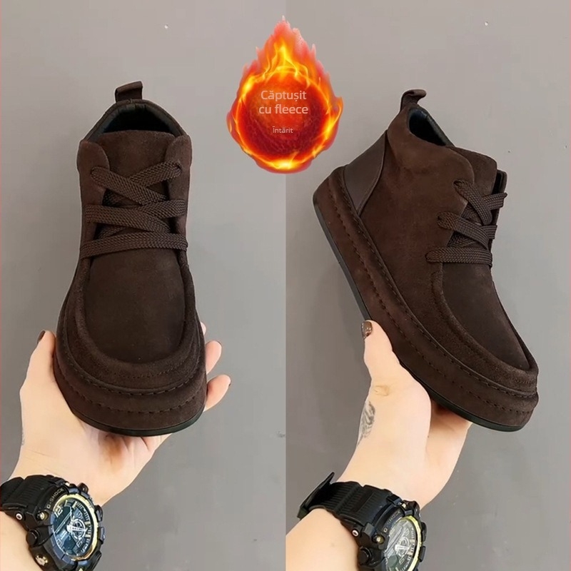 Papuci de iarnă pentru bărbați: calzi, rezistenți la uzură, partea superioară din plasă, talpă din plastic, grosime medie, încălțăminte casual de casă