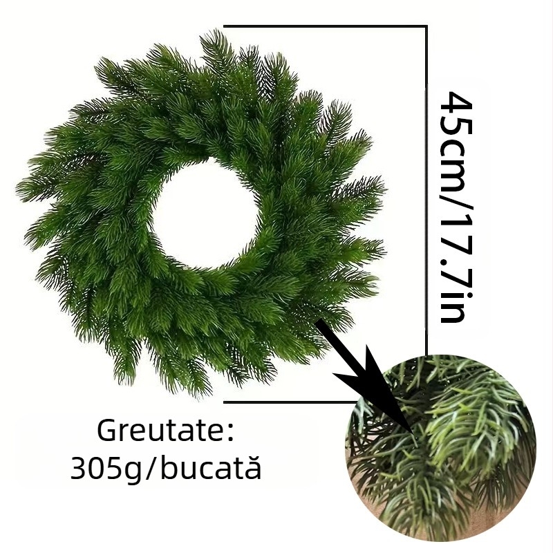 Ghirlandă artificială de Crăciun cu crenguțe de brad, plastic, stil american, producție semi-artizanală semi-mecanică
