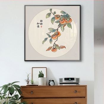 Tablou decorativ de perete în stil nou chinezesc, ramă din aluminiu, imprimare pe pânză, set din două piese, personalizare disponibilă