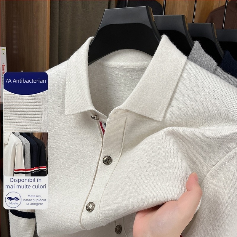 Cardigan tricotat pentru bărbați, cu guler Turn-Down, mâneci lungi, grosime obișnuită, amestec acrilic 58.7%