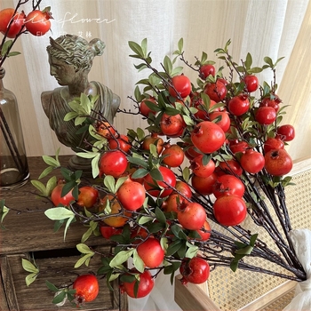 Buchet de rodii artificiale cu 7 capete, din plastic — Brand Iulin; pentru recuzită foto și decor de interior