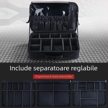 Geantă de machiaj din pânză Oxford, formă verticală pătrată, buzunar cu fermoar, închidere cu fermoar, capacitate 36–55 L