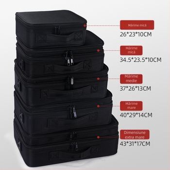 Geantă de machiaj din pânză Oxford, formă verticală pătrată, buzunar cu fermoar, închidere cu fermoar, capacitate 36–55 L